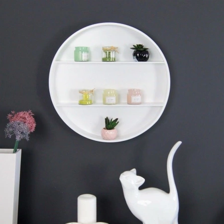 Okrągła Półka Ścienna - Satynowa Biel (50 cm)