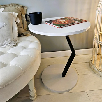 Stolik boczny, kawowy, biały mat