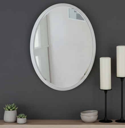 Lustro w białej owalnej ramie 43x53cm