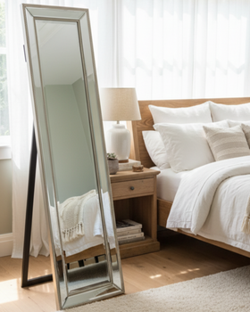 Lustro stojące w lustrzanej ramie, szlifowane fazą.164x44cm