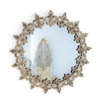 Owalne lustro w metalowej ramie , średnica 78cm